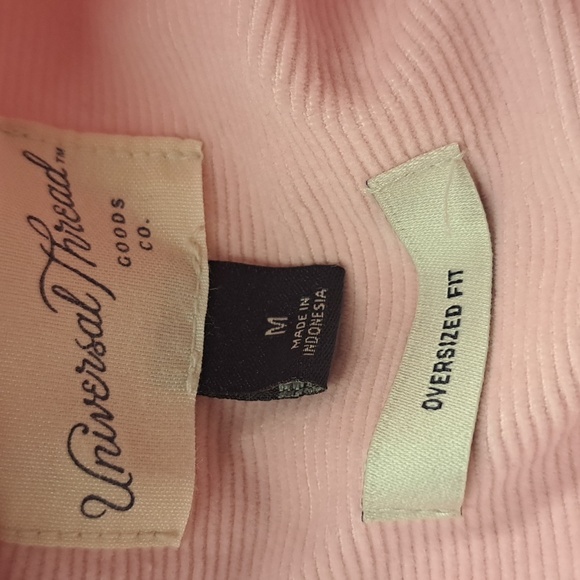 Universal Thread M Oversized Fit Pink Corduroy Button Down Shirt Top - Picture 6 of 7